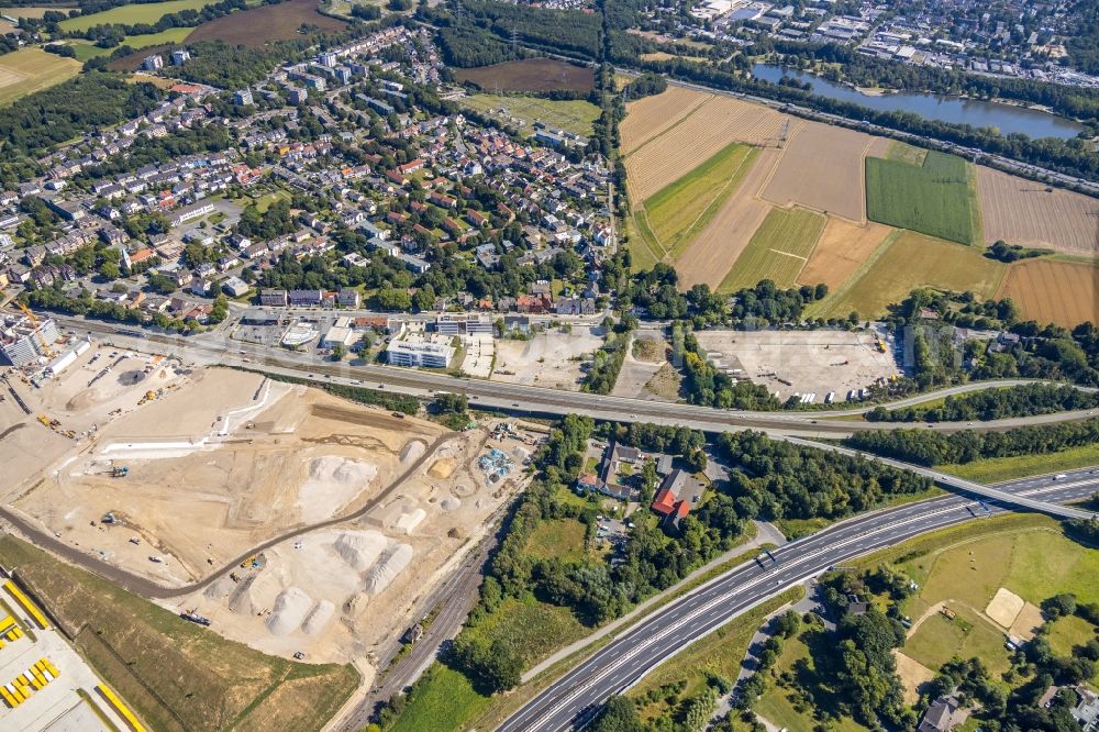 Bochum from the bird's eye view: Demolition and disposal work on the remains of the ruins in the development area MARK 51A?7 along the B226 in the district Laer in Bochum in the state North Rhine-Westphalia, Germany