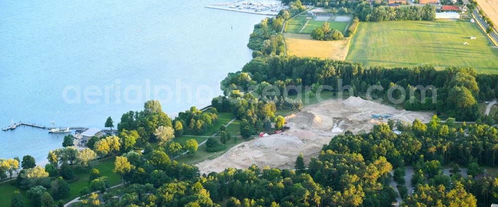 Klink from the bird's eye view: Demolition and disposal work on the remains of the ruins of Mueritz-Hotel on Seeblick in Klink in the state Mecklenburg - Western Pomerania, Germany