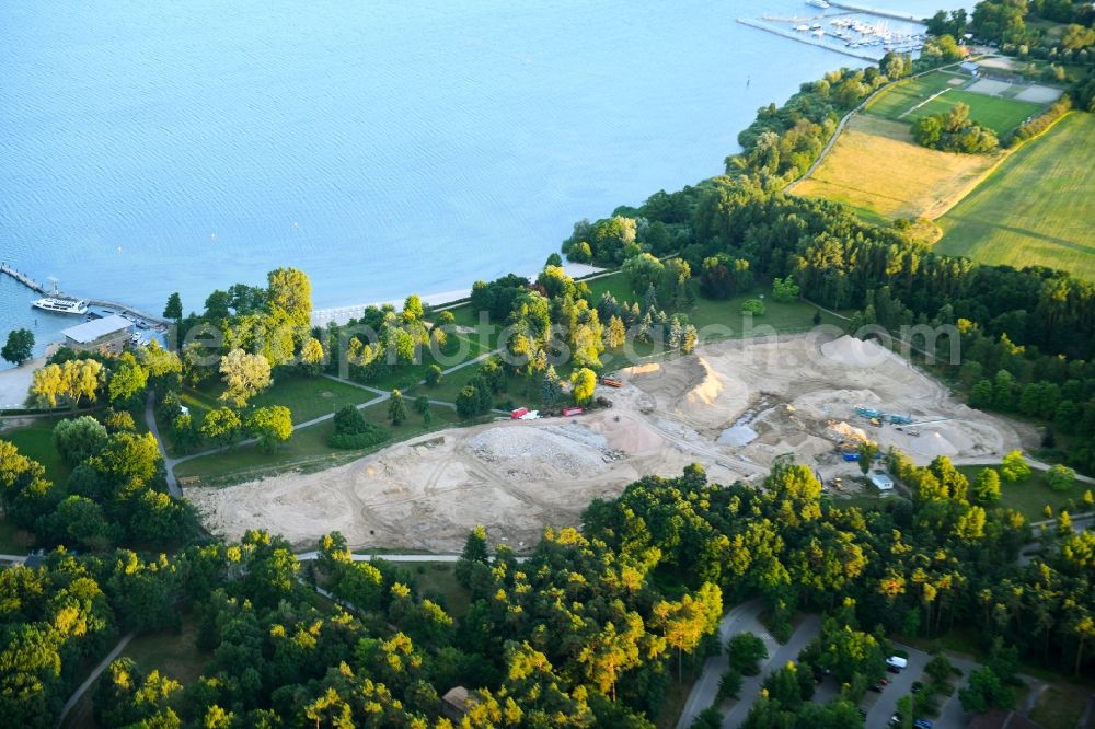 Aerial image Klink - Demolition and disposal work on the remains of the ruins of Mueritz-Hotel on Seeblick in Klink in the state Mecklenburg - Western Pomerania, Germany