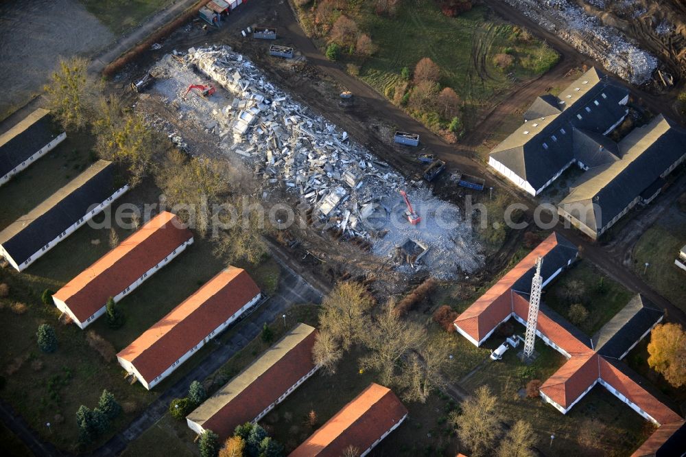 Aerial photograph Basdorf - Demolition of buildings in the Barracks area of the former state-police school in Basdorf in Brandenburg