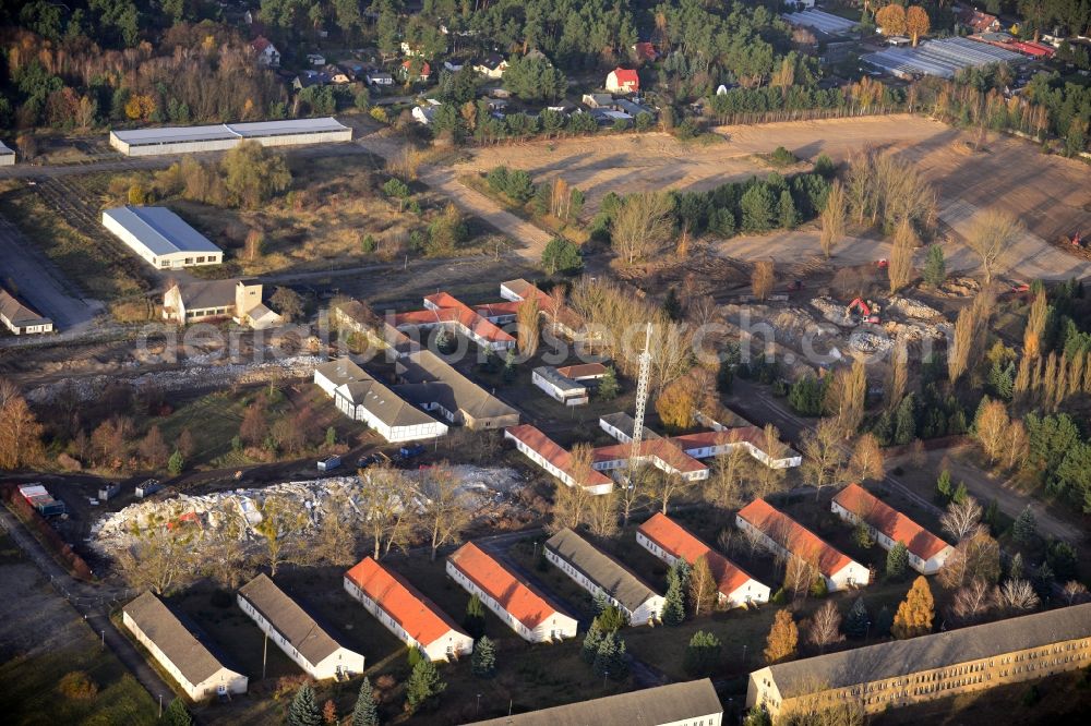 Aerial photograph Basdorf - Demolition of buildings in the Barracks area of the former state-police school in Basdorf in Brandenburg