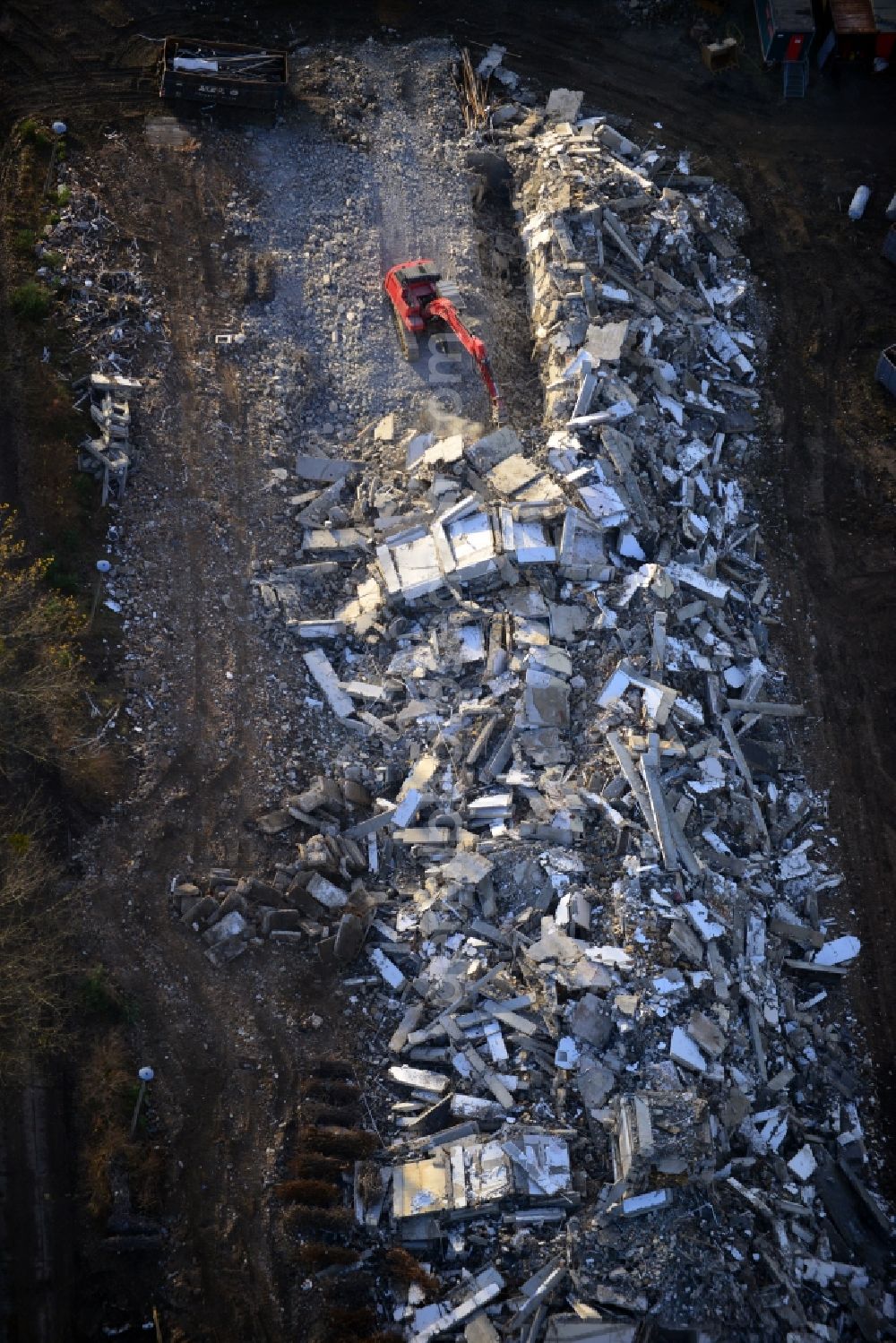 Aerial photograph Basdorf - Demolition of buildings in the Barracks area of the former state-police school in Basdorf in Brandenburg