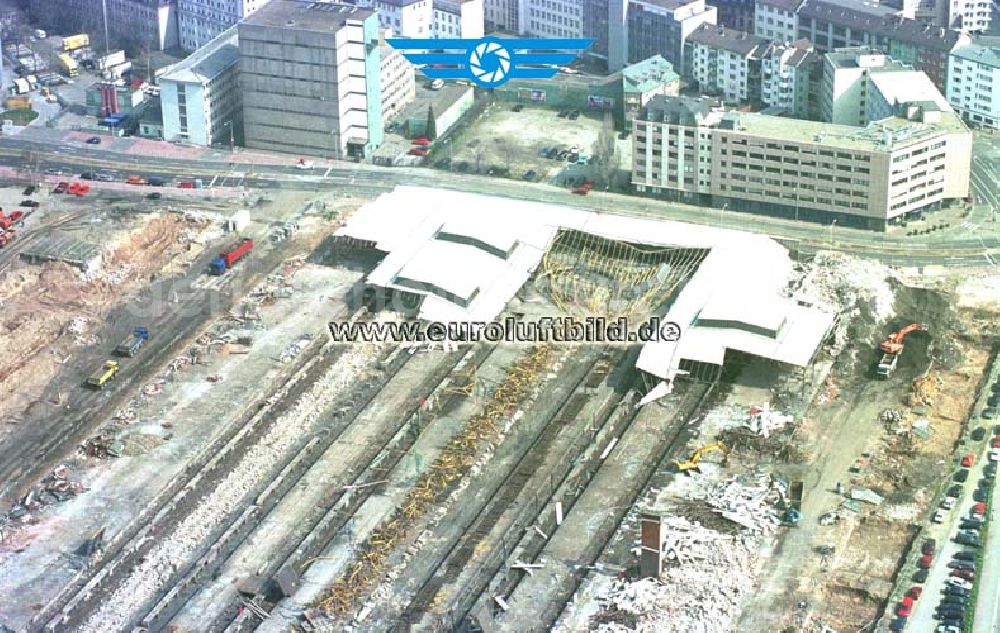 Aerial image Frankfurt am Main - Abriß der Güterhauptbahnhofes an der City West in Frankfurt / Main.