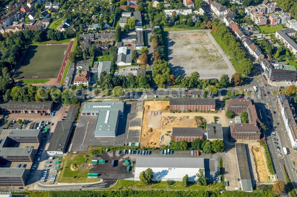 Aerial photograph Bochum - Demolition of the police barracks and construction site for the construction of a workshop for trucks and passenger cars of the Landesamt fuer Zentrale Dienste (LZPD) in the district Bochum Mitte in Bochum in the state of North Rhine-Westphalia, Germany