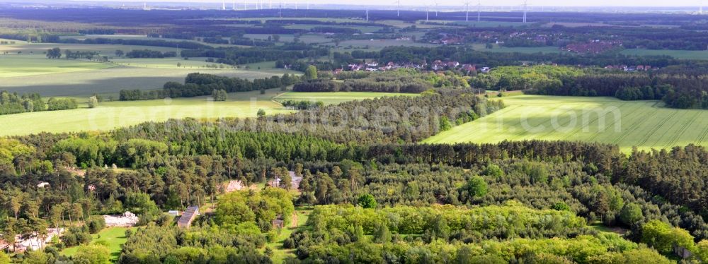 Detershagen from the bird's eye view: View of a former tank farm of the NVA in the GDR National People's Army south of the Elbe-Havel canal to Detershagen in Saxony-Anhalt