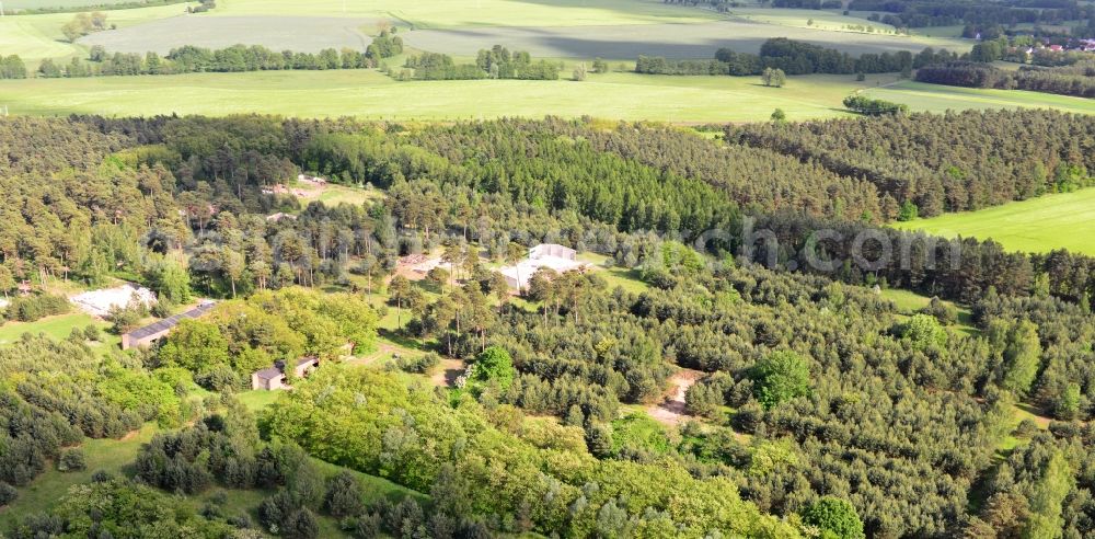 Aerial image Detershagen - View of a former tank farm of the NVA in the GDR National People's Army south of the Elbe-Havel canal to Detershagen in Saxony-Anhalt