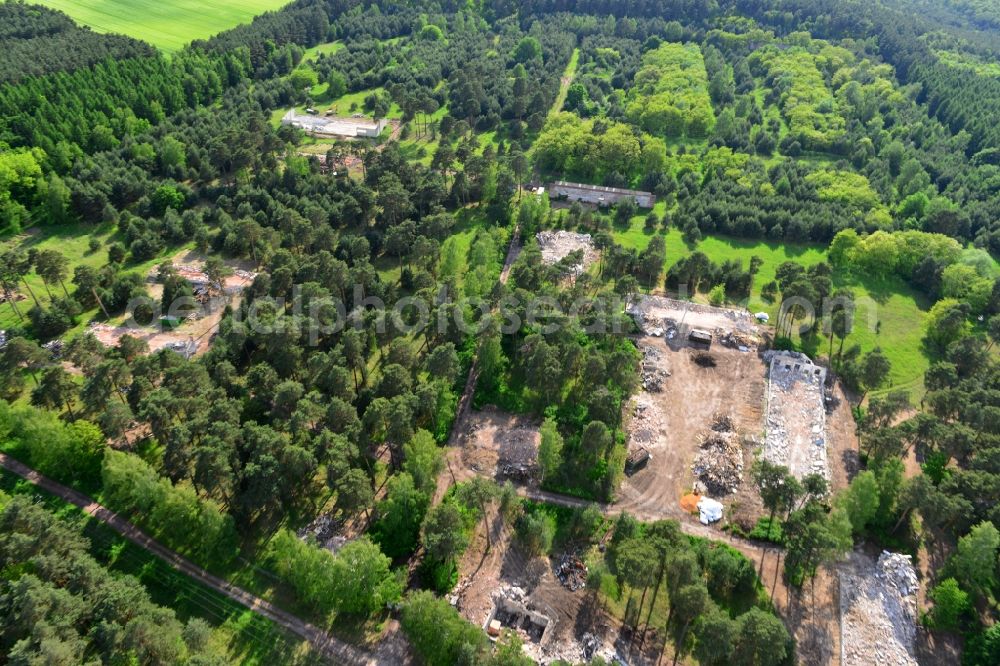 Aerial image Detershagen - View of a former tank farm of the NVA in the GDR National People's Army south of the Elbe-Havel canal to Detershagen in Saxony-Anhalt