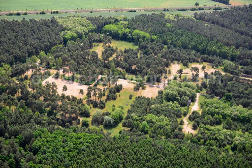 Detershagen from the bird's eye view: View of a former tank farm of the NVA in the GDR National People's Army south of the Elbe-Havel canal to Detershagen in Saxony-Anhalt