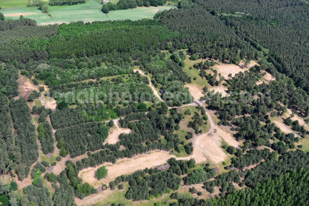 Detershagen from the bird's eye view: View of a former tank farm of the NVA in the GDR National People's Army south of the Elbe-Havel canal to Detershagen in Saxony-Anhalt