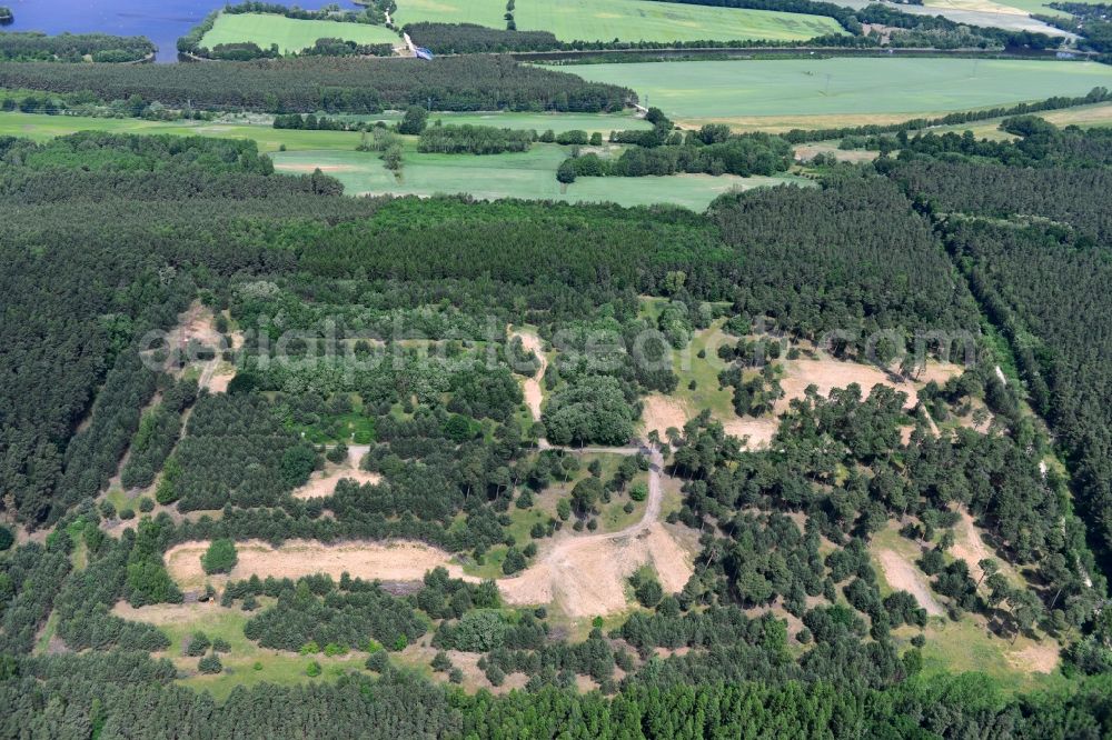 Aerial image Detershagen - View of a former tank farm of the NVA in the GDR National People's Army south of the Elbe-Havel canal to Detershagen in Saxony-Anhalt