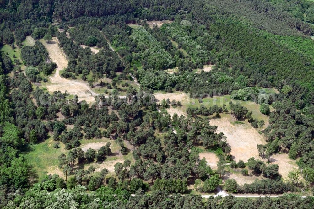 Detershagen from the bird's eye view: View of a former tank farm of the NVA in the GDR National People's Army south of the Elbe-Havel canal to Detershagen in Saxony-Anhalt