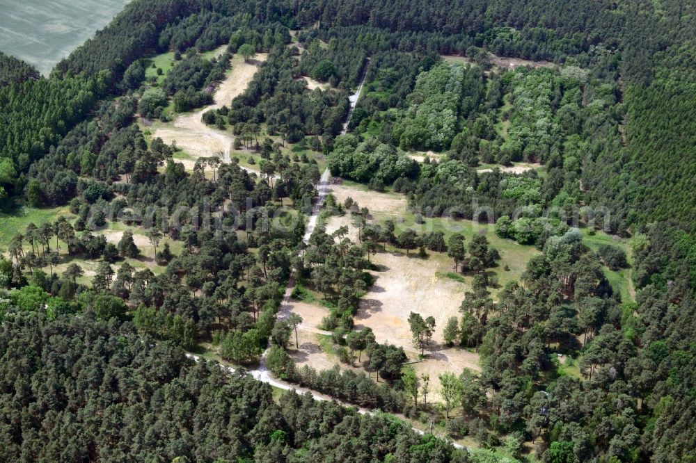 Aerial image Detershagen - View of a former tank farm of the NVA in the GDR National People's Army south of the Elbe-Havel canal to Detershagen in Saxony-Anhalt