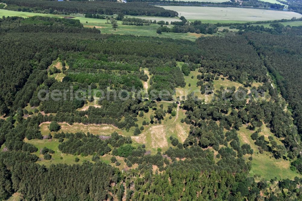 Aerial image Detershagen - View of a former tank farm of the NVA in the GDR National People's Army south of the Elbe-Havel canal to Detershagen in Saxony-Anhalt