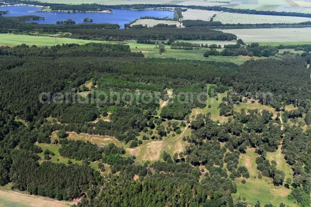 Aerial photograph Detershagen - View of a former tank farm of the NVA in the GDR National People's Army south of the Elbe-Havel canal to Detershagen in Saxony-Anhalt