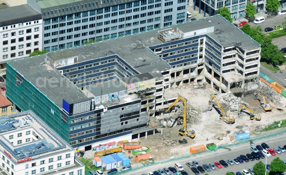 Leipzig from above - Demolition of the ruins of the old Robotron - Company - building in Leipzig in Saxony