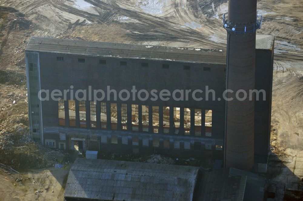 Aerial image Holzweißig - Demolition of the ruins of the former pipe works Holzweißig in Saxony-Anhalt