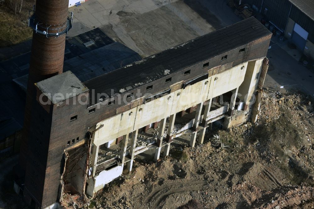 Aerial photograph Holzweißig - Demolition of the ruins of the former pipe works Holzweißig in Saxony-Anhalt