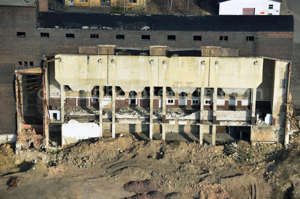 Holzweißig from above - Demolition of the ruins of the former pipe works Holzweißig in Saxony-Anhalt