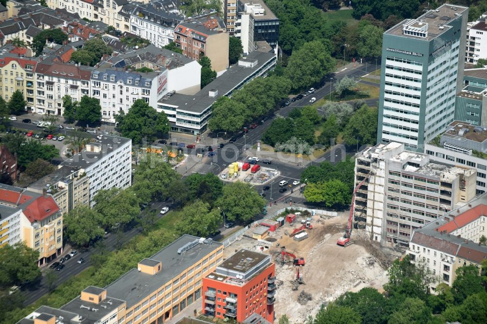 Berlin from above - Demolition work on Construction site for the new building of commercial and office buildings and apartments in Berlin, Germany