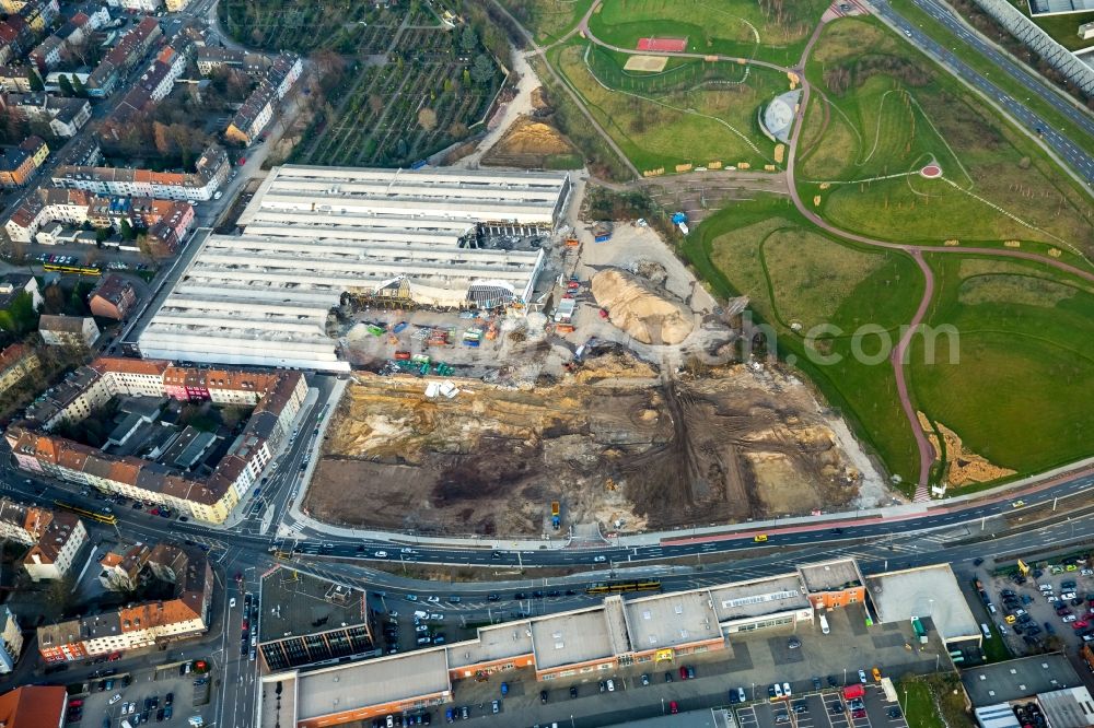 Aerial photograph Essen - Demolition work of DIVI market Altenessen in Essen in North Rhine-Westphalia