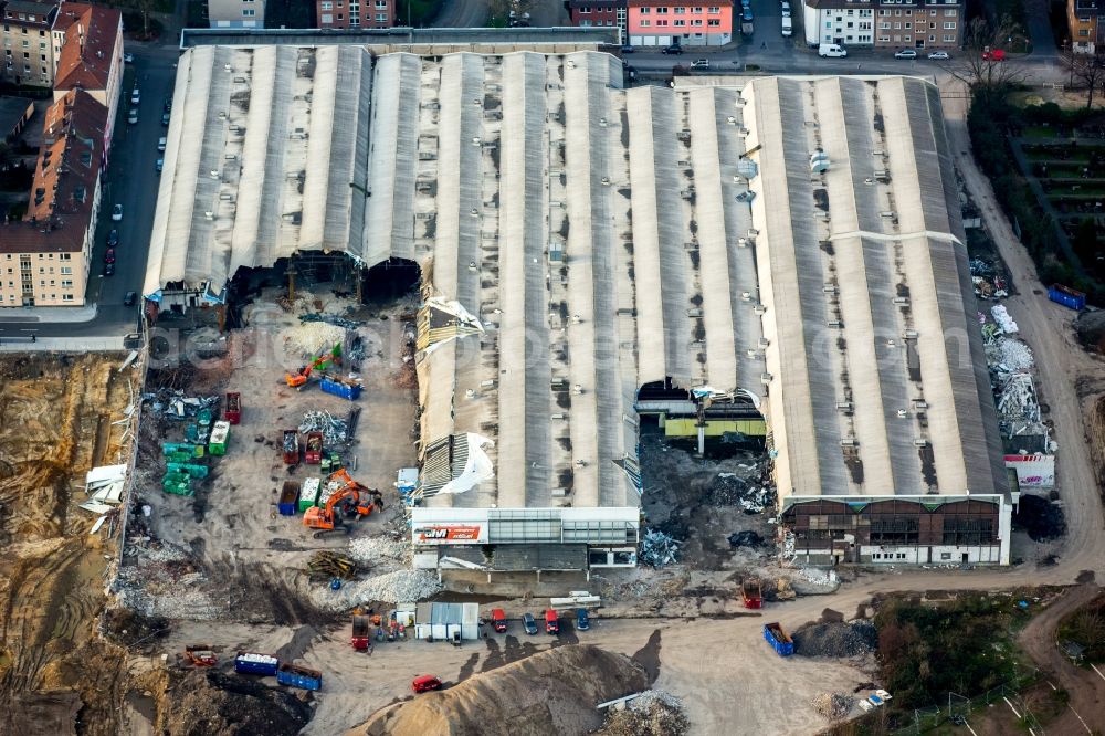 Aerial image Essen - Demolition work of DIVI market Altenessen in Essen in North Rhine-Westphalia