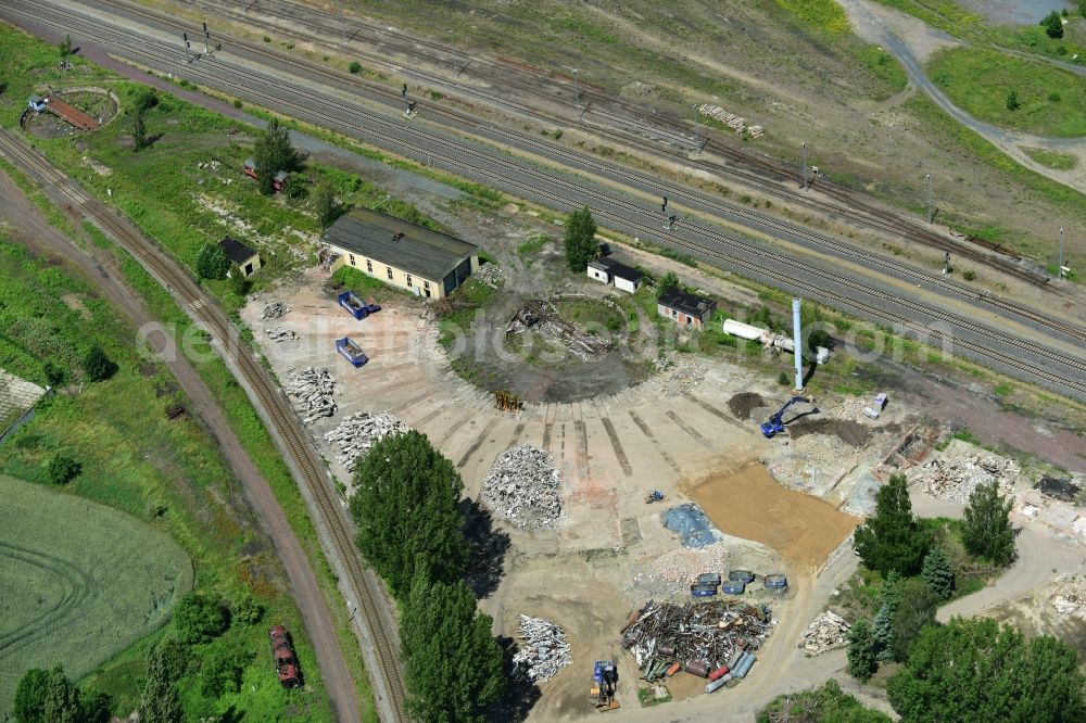 Halberstadt from above - Demolition work on the site of the ruins des Bahn- Betriebswerkes in Halberstadt in the state Saxony-Anhalt