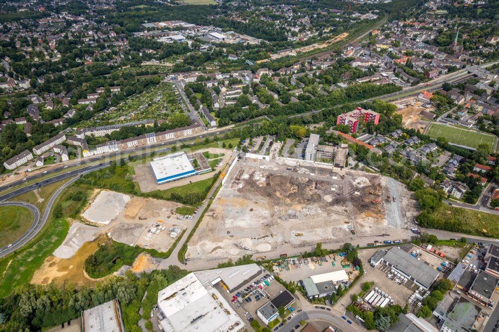 Essen from above - Demolition work on the site of the former logistics center ruin ALDI Einkauf GmbH & Co. oHG on cornernbergstrasse in Essen in the state North Rhine-Westphalia, Germany