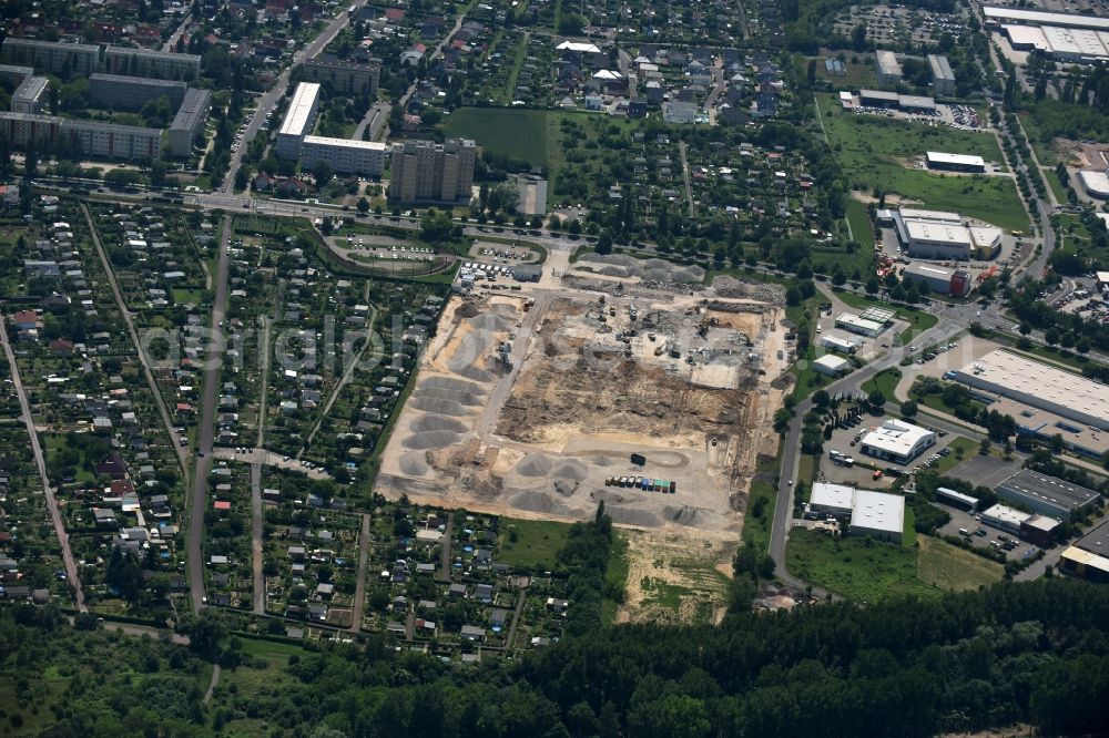 Magdeburg from the bird's eye view: Demolition work on the site of the former Milchhof Magdeburg GmbH and development work for the construction of an IKEA furniture store - Furniture Market in Magdeburg in the state Saxony-Anhalt