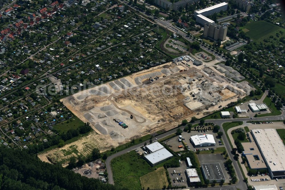 Aerial photograph Magdeburg - Demolition work on the site of the former Milchhof Magdeburg GmbH and development work for the construction of an IKEA furniture store - Furniture Market in Magdeburg in the state Saxony-Anhalt