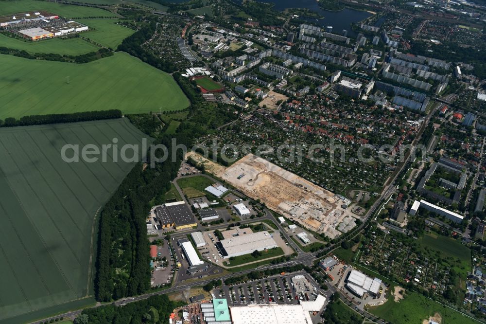 Magdeburg from the bird's eye view: Demolition work on the site of the former Milchhof Magdeburg GmbH and development work for the construction of an IKEA furniture store - Furniture Market in Magdeburg in the state Saxony-Anhalt