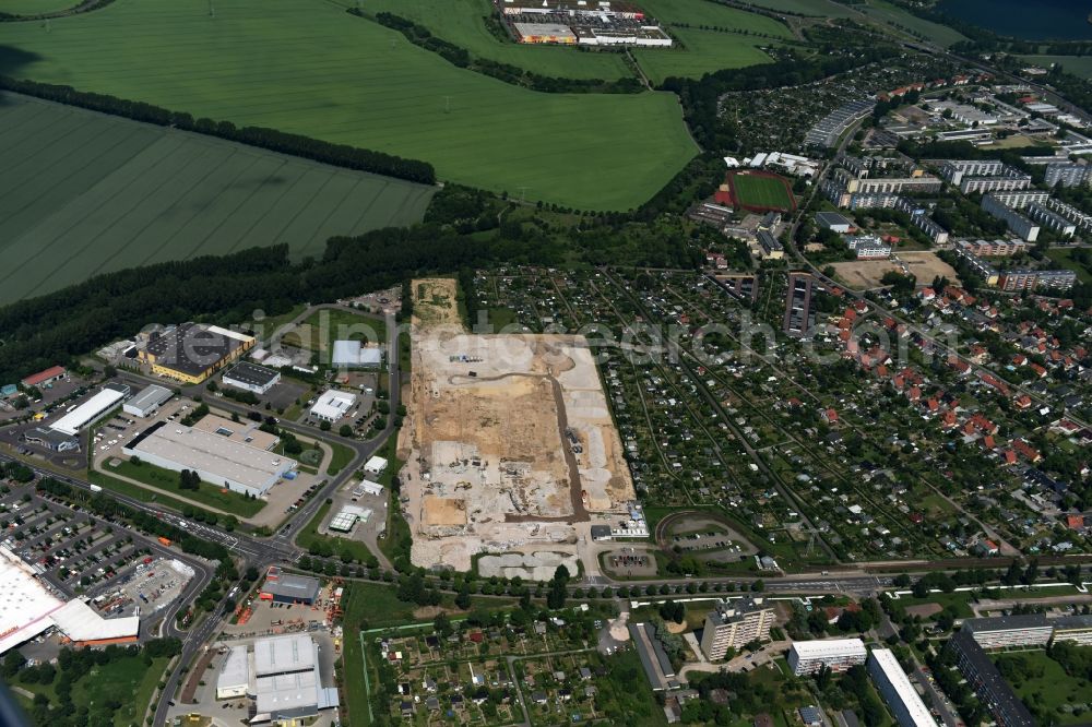 Aerial image Magdeburg - Demolition work on the site of the former Milchhof Magdeburg GmbH and development work for the construction of an IKEA furniture store - Furniture Market in Magdeburg in the state Saxony-Anhalt