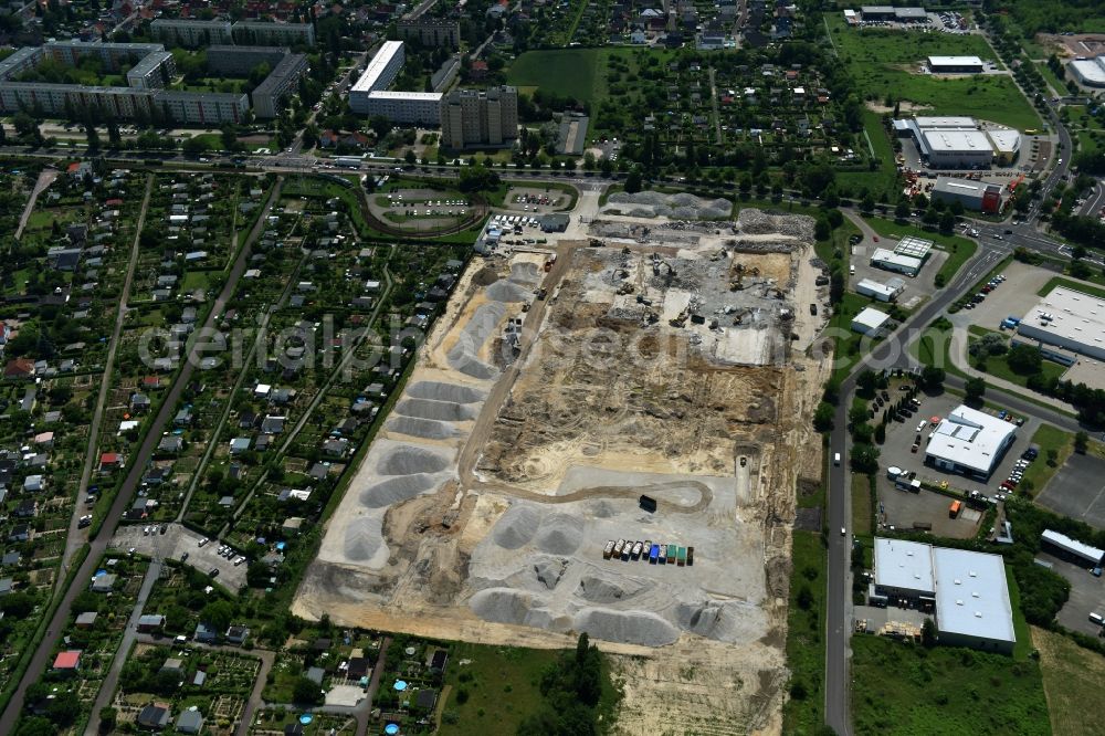 Aerial image Magdeburg - Demolition work on the site of the former Milchhof Magdeburg GmbH and development work for the construction of an IKEA furniture store - Furniture Market in Magdeburg in the state Saxony-Anhalt