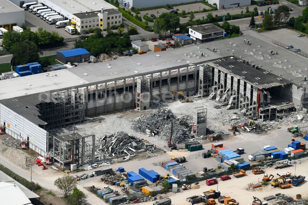 Aerial image Ingolstadt - Demolition work on the site of the Industry- ruins on Bunsenstrasse in Ingolstadt in the state Bavaria, Germany