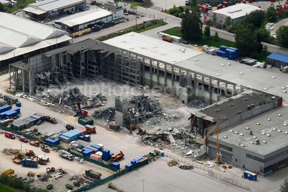 Aerial image Ingolstadt - Demolition work on the site of the Industry- ruins on Bunsenstrasse in Ingolstadt in the state Bavaria, Germany