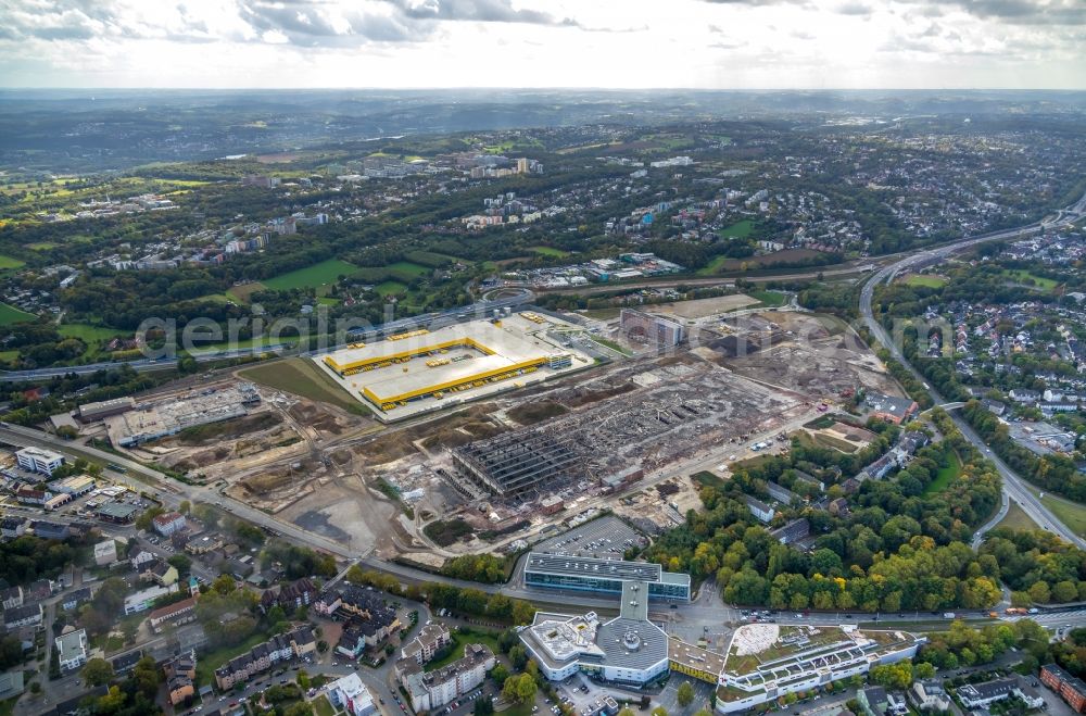 Bochum from the bird's eye view: Demolition work on the site of the Industry- ruins the formerly OPEL- factoryes in the district Laer in Bochum in the state North Rhine-Westphalia, Germany