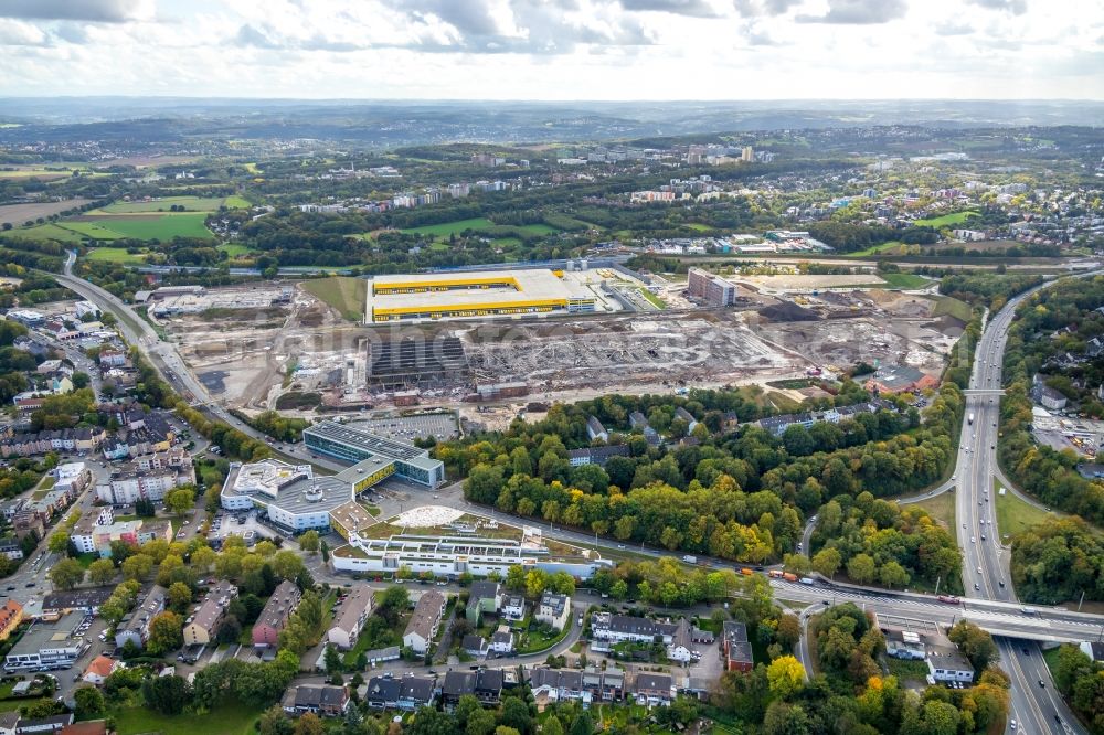 Aerial image Bochum - Demolition work on the site of the Industry- ruins the formerly OPEL- factoryes in the district Laer in Bochum in the state North Rhine-Westphalia, Germany