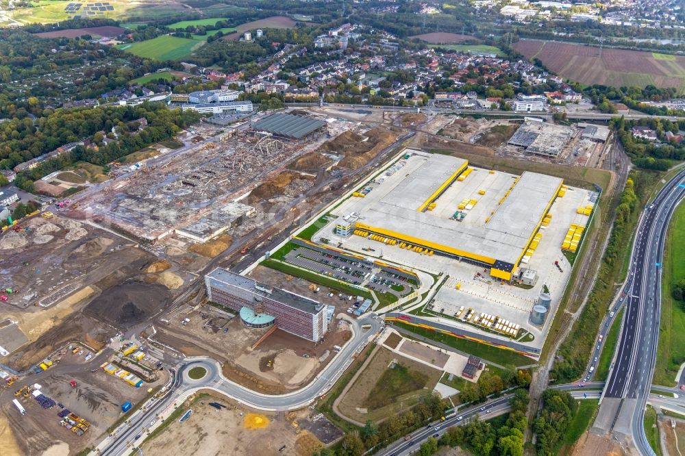 Bochum from the bird's eye view: Demolition work on the site of the Industry- ruins the formerly OPEL- factoryes in the district Laer in Bochum in the state North Rhine-Westphalia, Germany