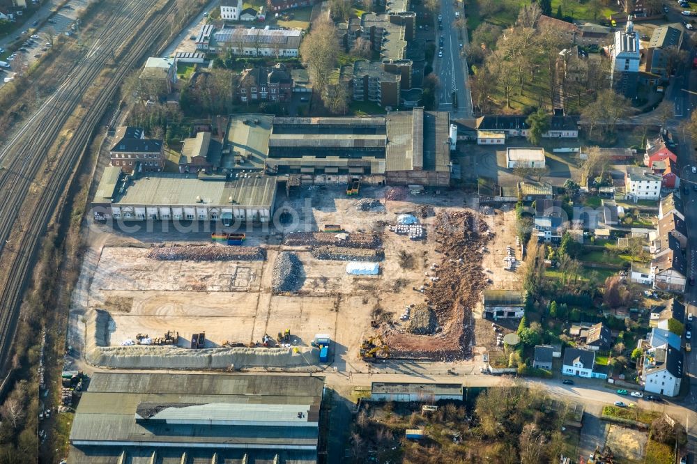 Aerial image Herne - Demolition work on the site of the Industry- ruins along the Fabrikstrasse in Herne in the state North Rhine-Westphalia, Germany