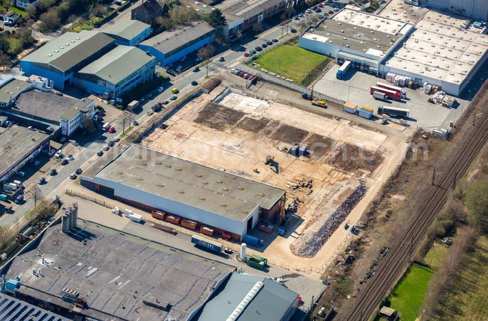 Witten from above - Demolition work on the site of the Industry- ruins Meimatec GmbH on Friedrich-Ebert-Strasse in the district Ruedinghausen in Witten in the state North Rhine-Westphalia