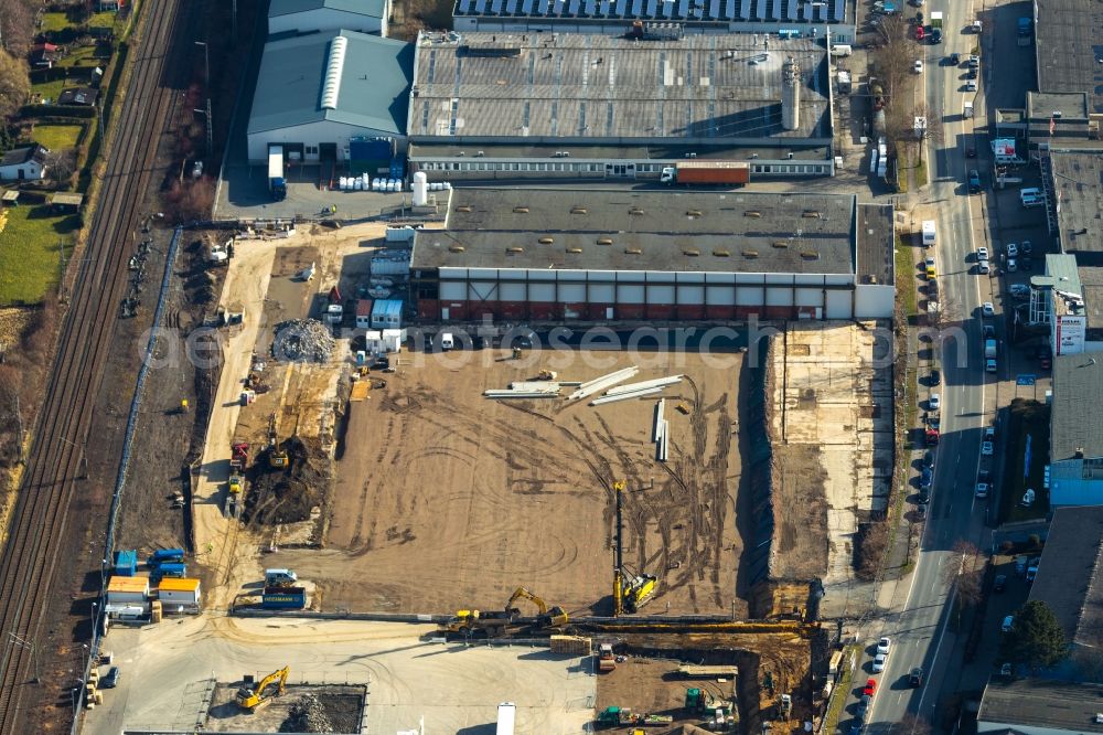 Witten from above - Demolition work on the site of the Industry- ruins Meimatec GmbH on Friedrich-Ebert-Strasse in the district Ruedinghausen in Witten in the state North Rhine-Westphalia