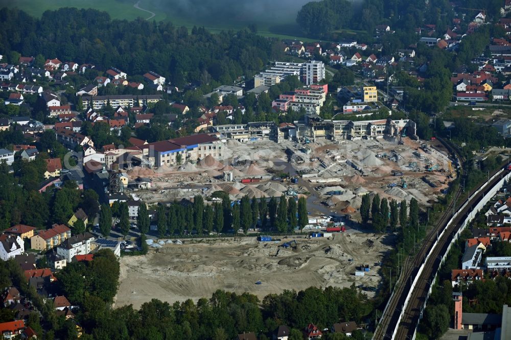 Dachau from above - Demolition work on the site of the Industry- ruins of MD - Papierfabrik in Dachau in the state Bavaria, Germany