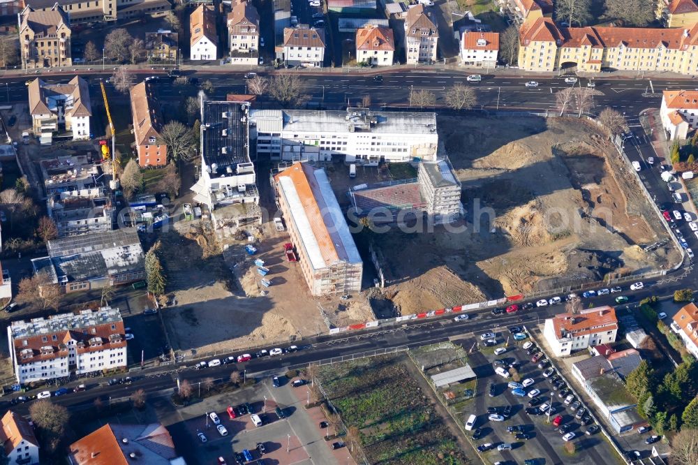 Aerial image Göttingen - Demolition work on the site of the Industry- ruins Sartorius AG in Goettingen in the state Lower Saxony, Germany