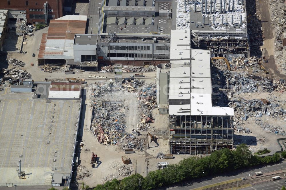 Aerial image Bochum - Demolition work on the site of the ruins Opel Werk I in Bochum in the state North Rhine-Westphalia