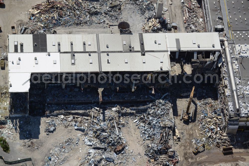 Bochum from above - Demolition work on the site of the ruins Opel Werk I in Bochum in the state North Rhine-Westphalia