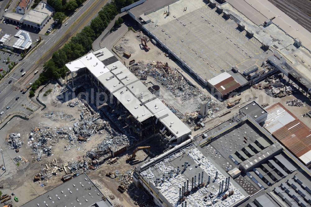 Aerial image Bochum - Demolition work on the site of the ruins Opel Werk I in Bochum in the state North Rhine-Westphalia