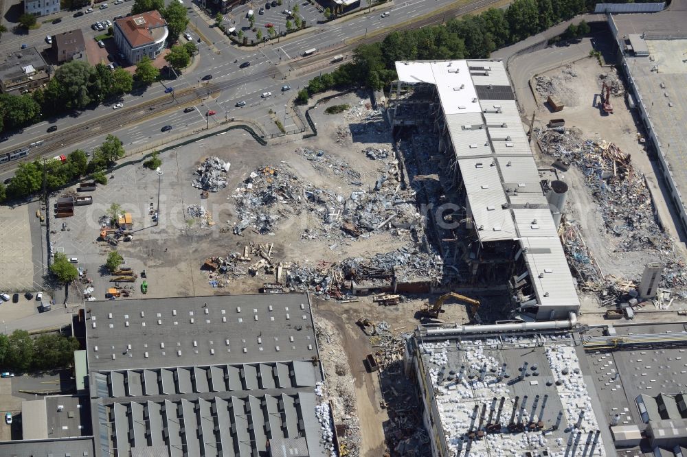 Bochum from above - Demolition work on the site of the ruins Opel Werk I in Bochum in the state North Rhine-Westphalia