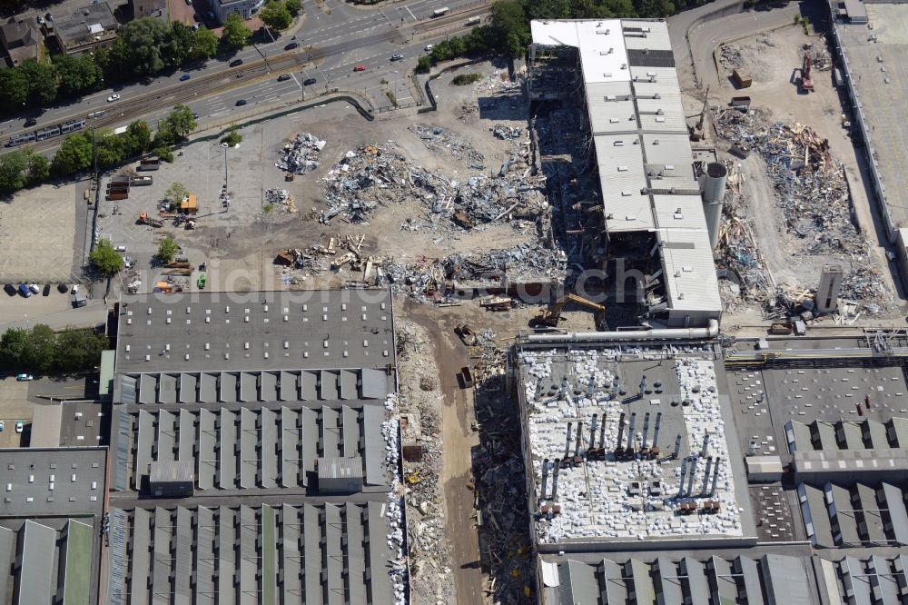 Aerial image Bochum - Demolition work on the site of the ruins Opel Werk I in Bochum in the state North Rhine-Westphalia