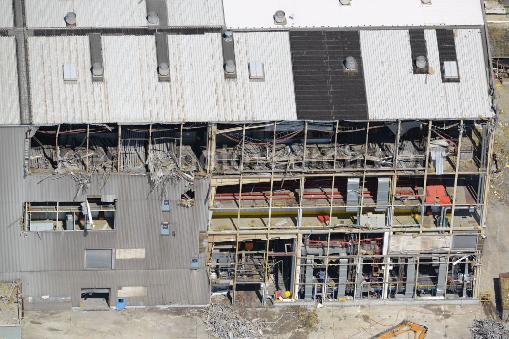 Aerial image Bochum - Demolition work on the site of the ruins Opel Werk I in Bochum in the state North Rhine-Westphalia