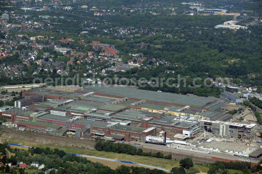 Aerial photograph Bochum - Demolition work on the site of the ruins Opel Werk I in Bochum in the state North Rhine-Westphalia