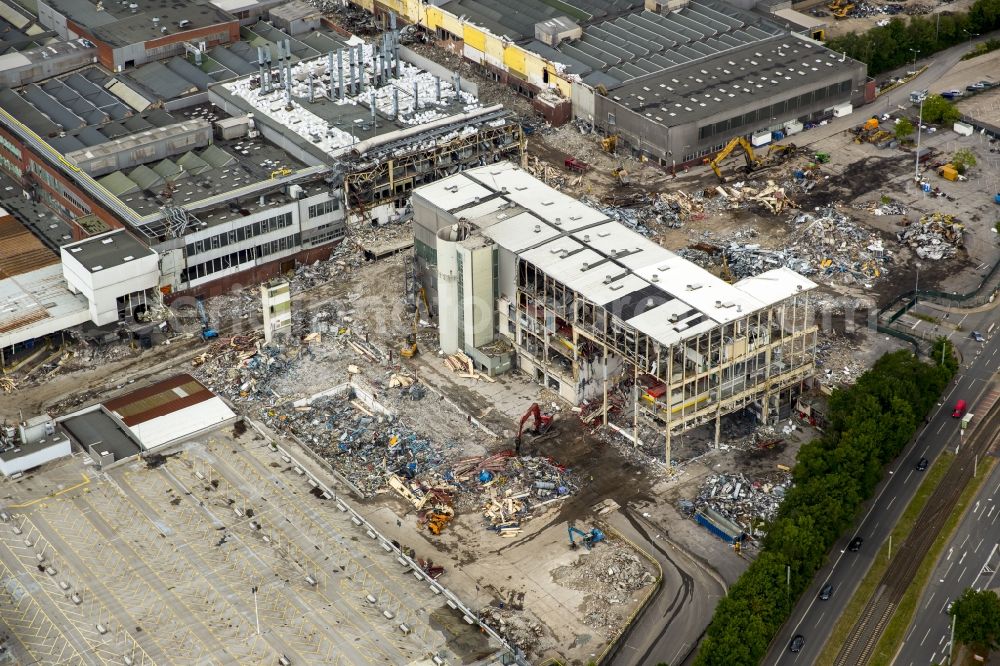 Aerial image Bochum - Demolition work on the site of the ruins Opel Werk I in Bochum in the state North Rhine-Westphalia